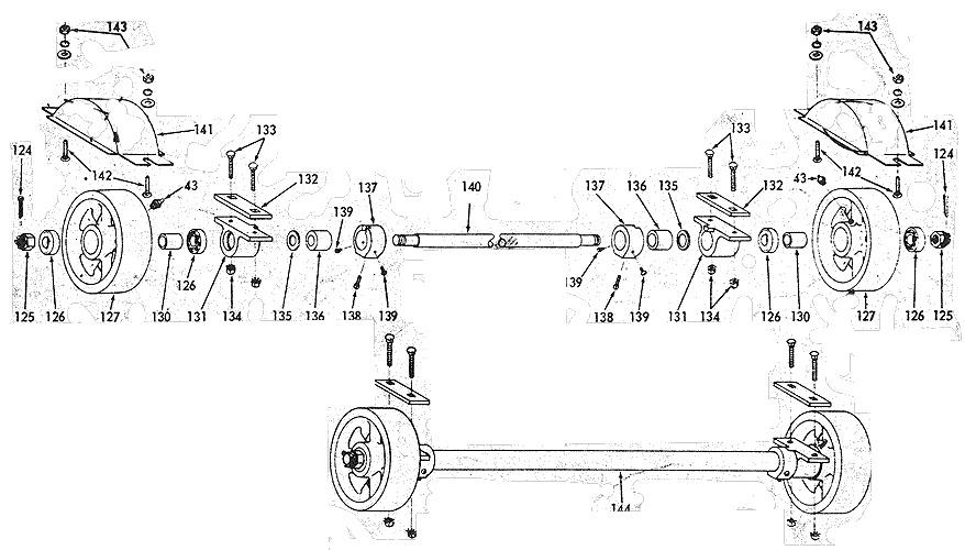 Rear axle diagram and parts list